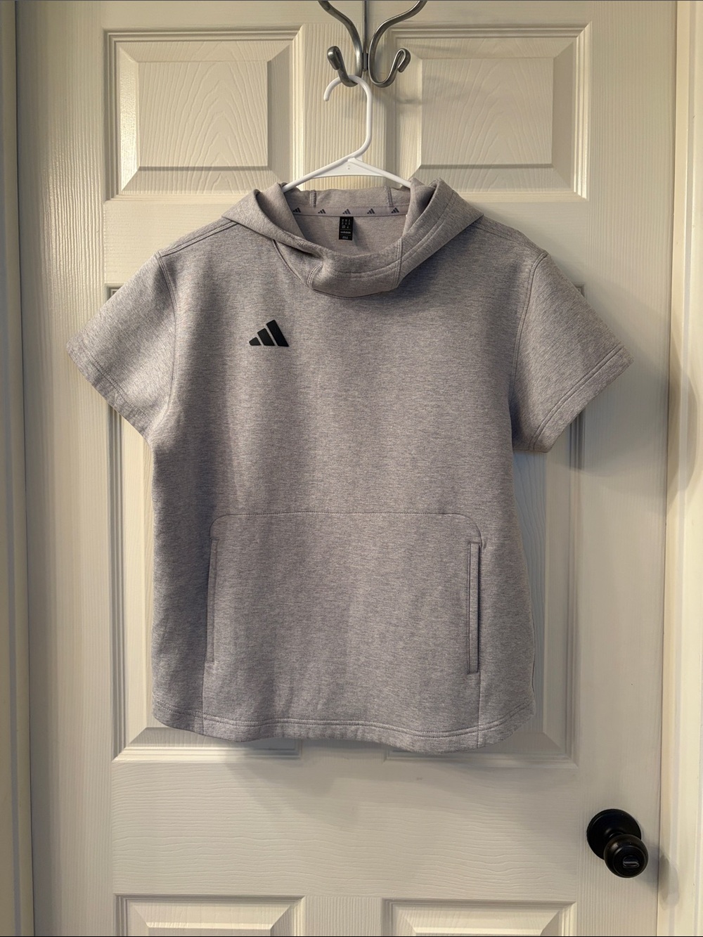 adidas Light Gray Short-Sleeve Hoodie